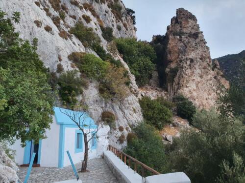 Chapel on the mountain face. 